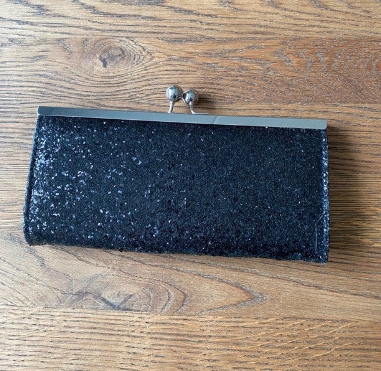Annayake Glitter Zwart Clutch, Ophalen of Verzenden, Zo goed als nieuw, Zwart, Avondtasje