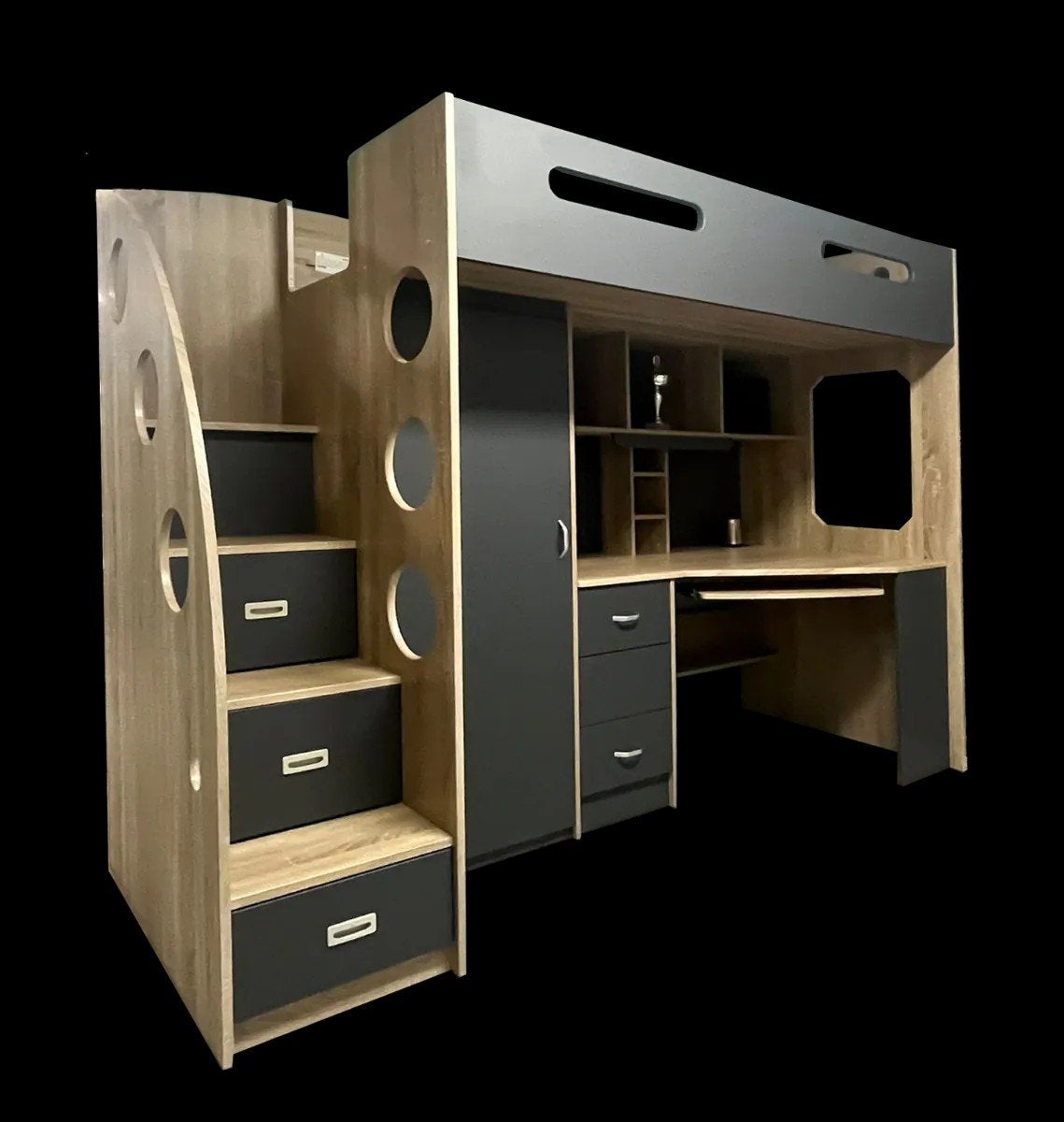 2x Hoogslaper met bureau en kast, Ophalen, Eenpersoons, Zo goed als nieuw, 200 cm
