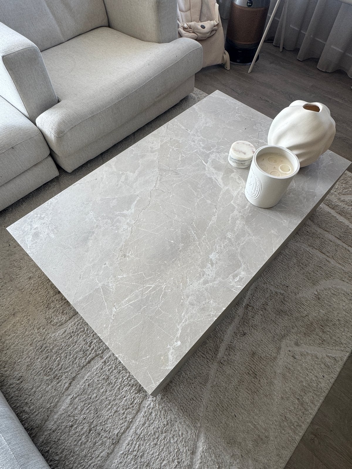 Westwing Lesley Salontafel Travertijn 120x75 cm, Ophalen, Overige materialen, 100 tot 150 cm, 50 tot 100 cm