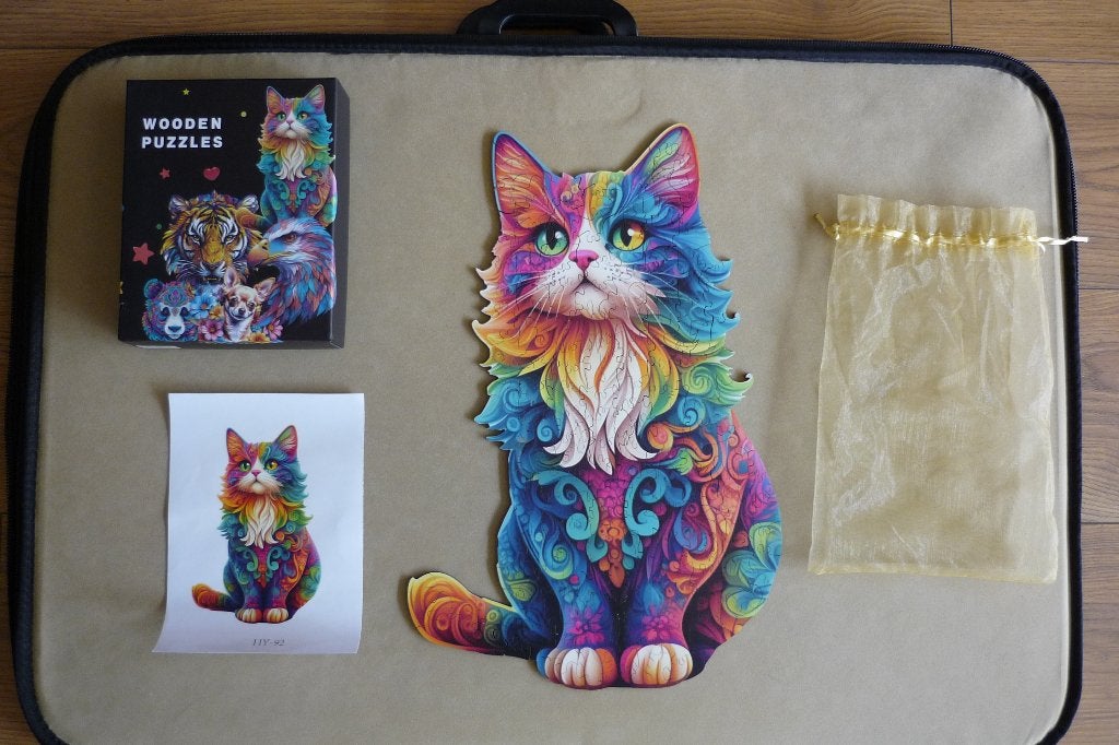 Houten puzzel (XL) '' POES '' + Poster 204 stukjes., Ophalen, Minder dan 500 stukjes, Gebruikt, Legpuzzel