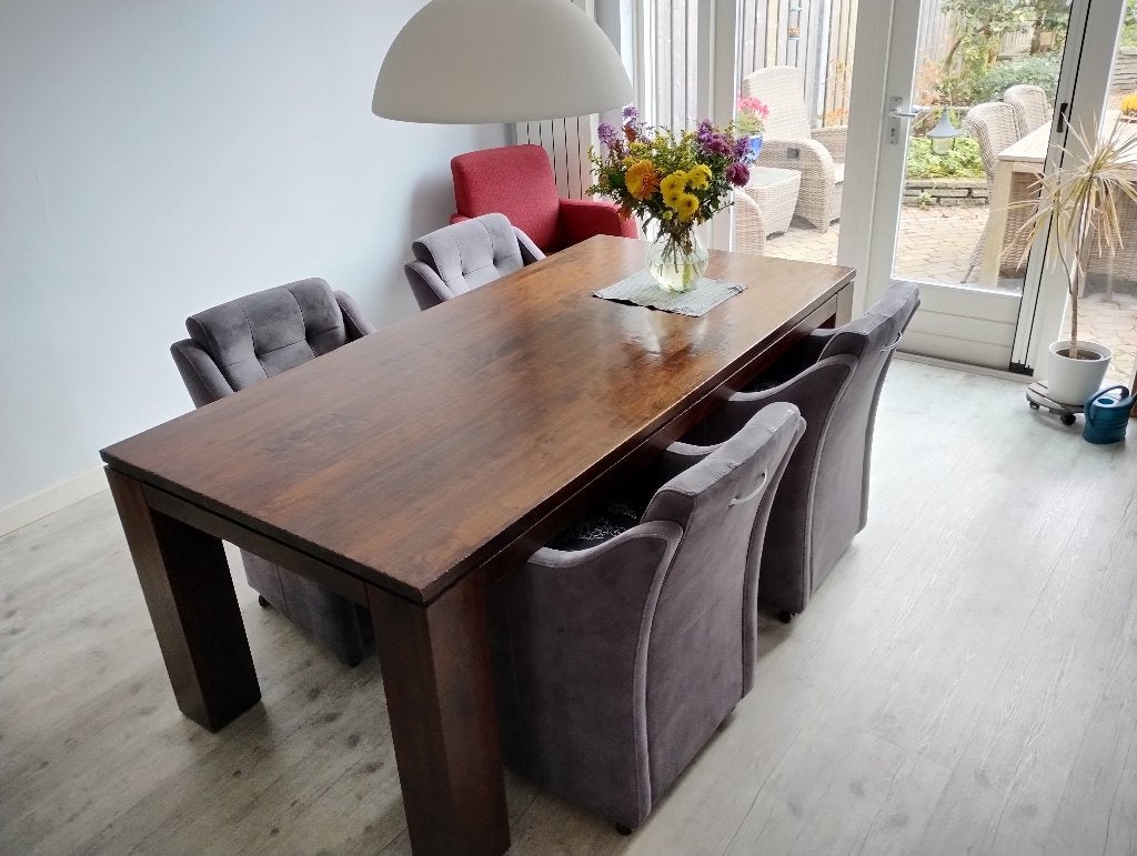 Eetkamer stoelen, Ophalen, Gebruikt, Leer, Grijs