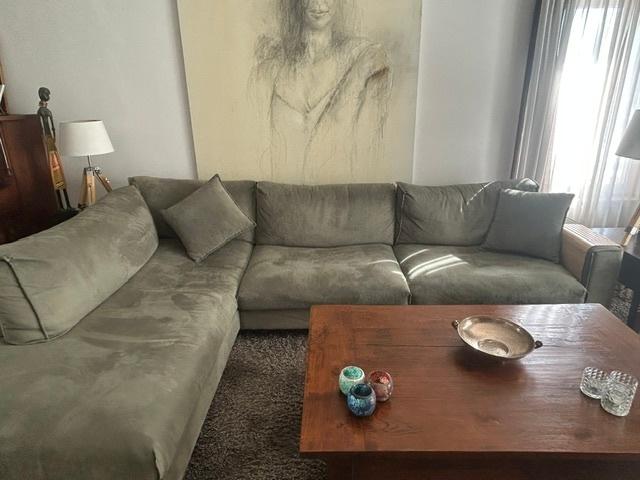 Olijfgroene loungebank voor binnen, Ophalen, Gebruikt, Overige materialen, Modern