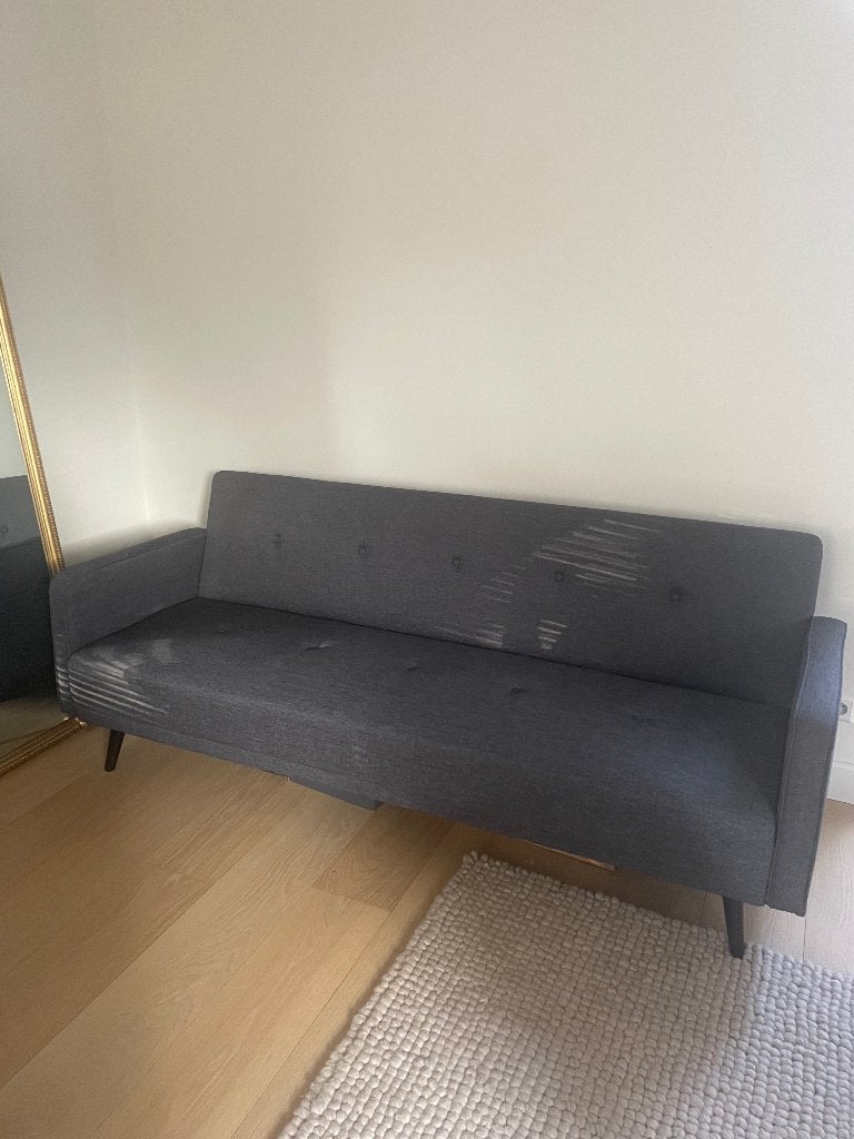 Grijze slaapbank / bedbank - ophalen in oktober, Huis en Inrichting, Ophalen, Tweepersoons, 75 tot 100 cm, Zo goed als nieuw