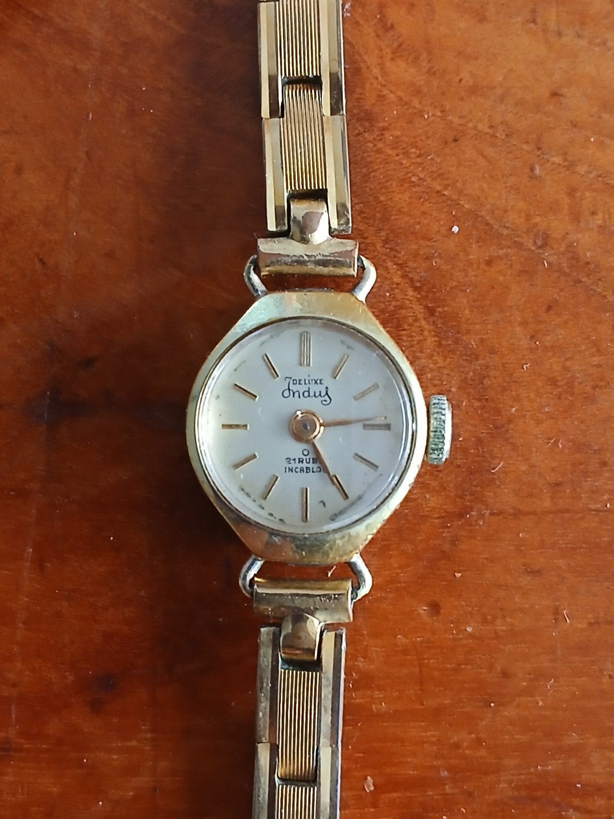 Indus dames horloge de luxe 21 rub incabloc verguld, Ophalen of Verzenden