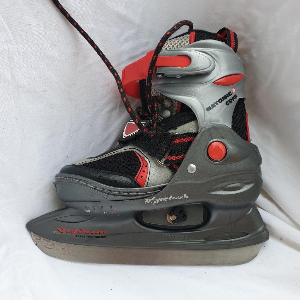 Stoere rood grijze ijshockey schaatsen. Mt 30 - 33, ., Ophalen of Verzenden, Zo goed als nieuw, Nijdam