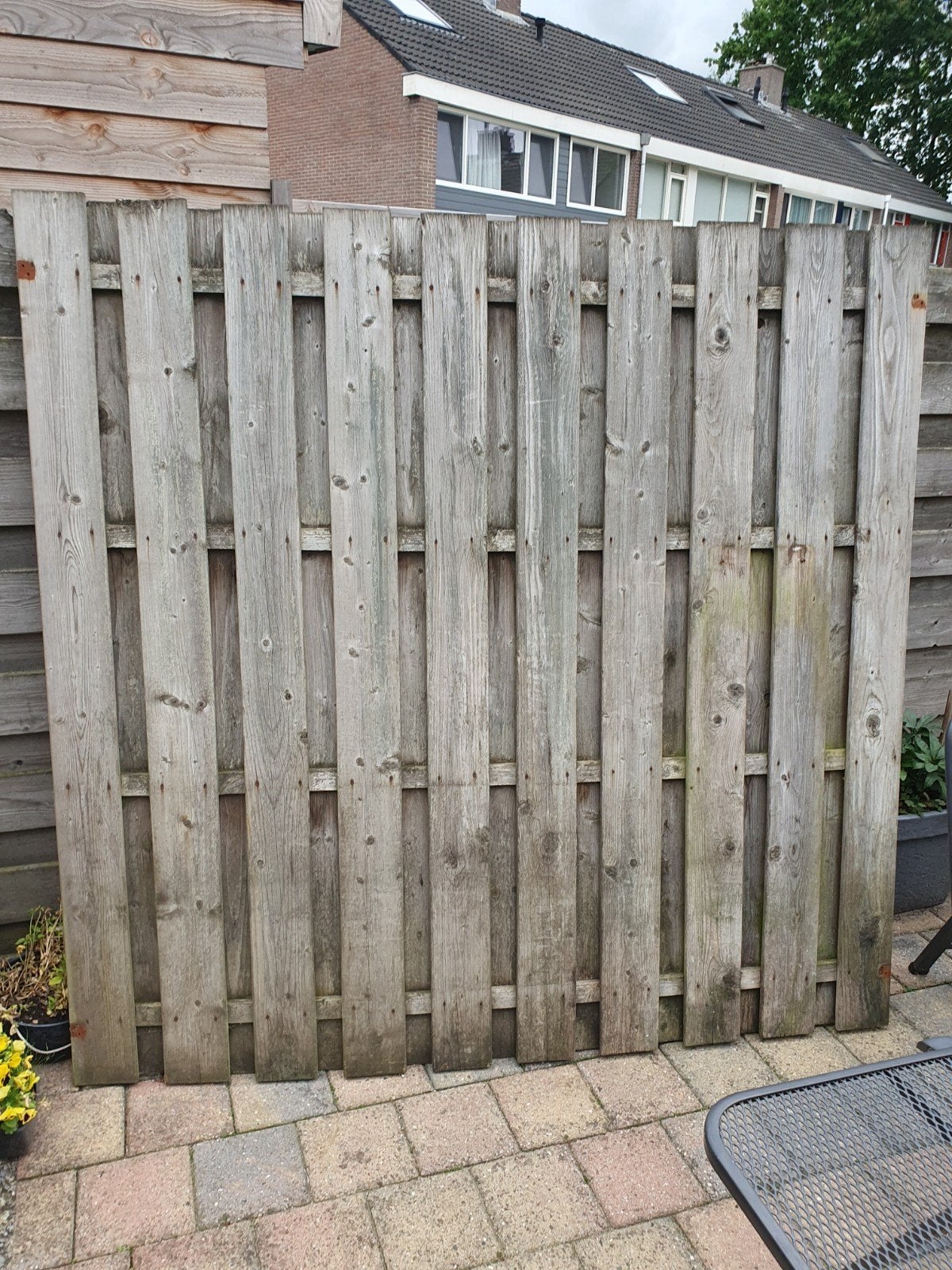 1x Nette Tuinschutting 180x180 ,19 planks., Tuin en Terras, Schuttingen, Ophalen, Minder dan 3 meter, Hout, 1 tot 2 meter