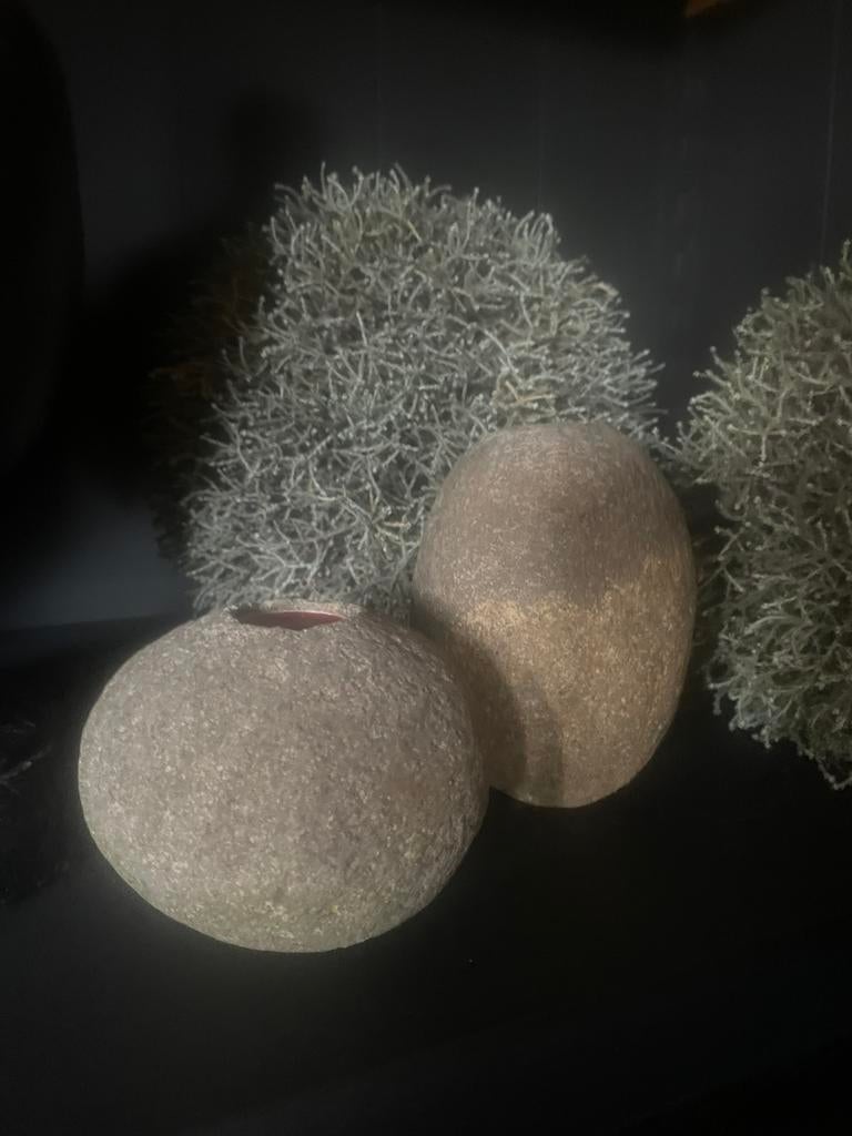 Kandelaars van rivierstenen, Ophalen of Verzenden, Zo goed als nieuw, Overige materialen, Minder dan 25 cm
