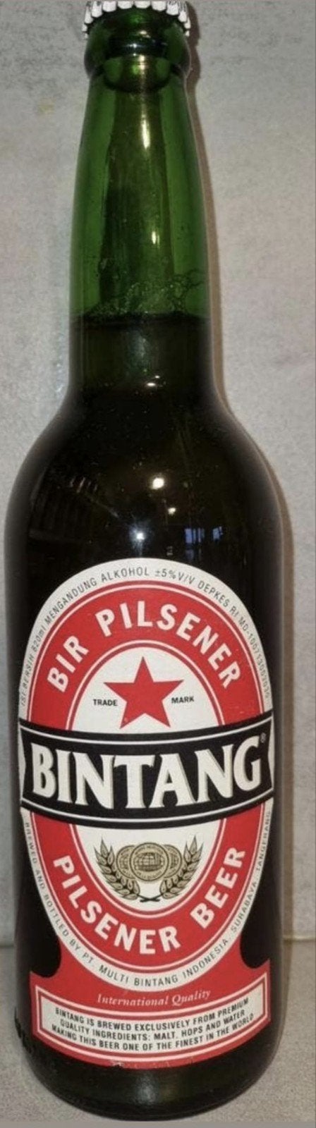 Vintage bier: Bintang, Indonesië - '85-'94 - 620ml, Ophalen of Verzenden, Zo goed als nieuw, Flesje(s), Overige merken