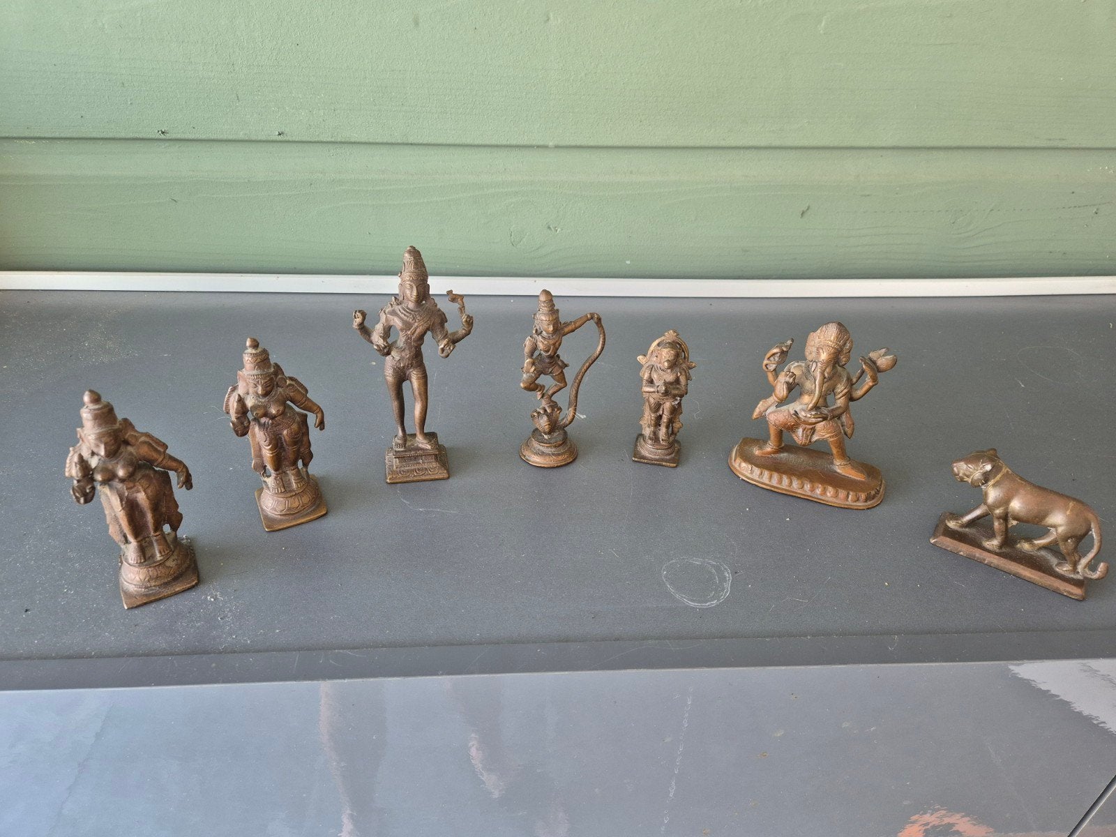 Set van 7 bronzen Indiase godenbeelden, Ophalen of Verzenden