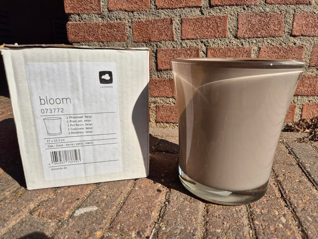 Leonardo Bloom plantenpot beige glas, Ophalen, Nieuw