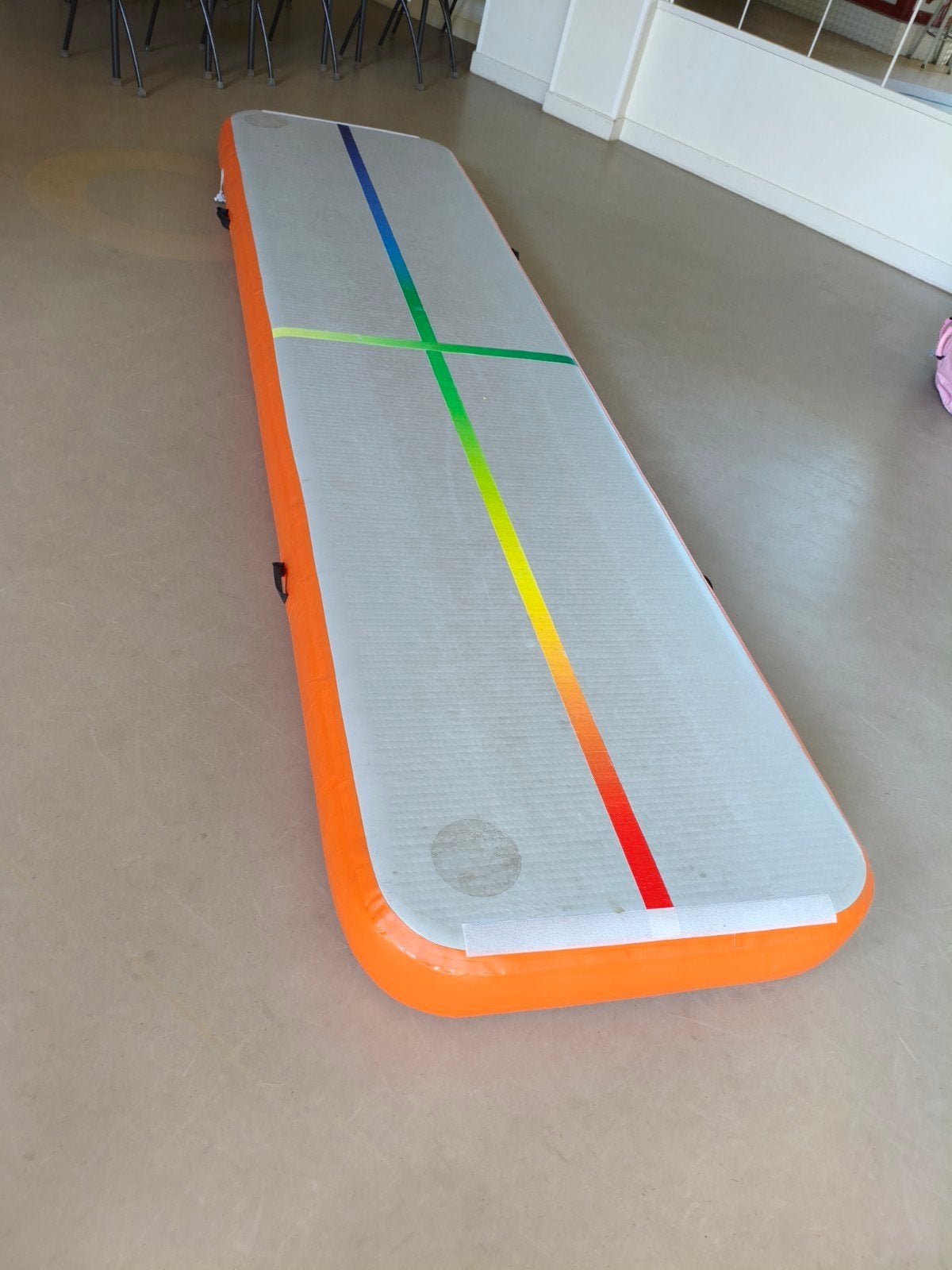 Professionele Regenboog Airtrack 4 meter bij 20 cm - Turnmat, Sport en Fitness, Turnen, Kindermaat 122 t/m 140, Ophalen of Verzenden
