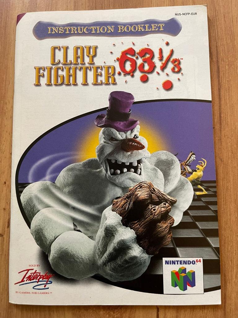Clay Fighter 63⅓ inclusief Handleiding, Spelcomputers en Games, Games | Nintendo 64, Vechten, 1 speler, Ophalen of Verzenden, Zo goed als nieuw