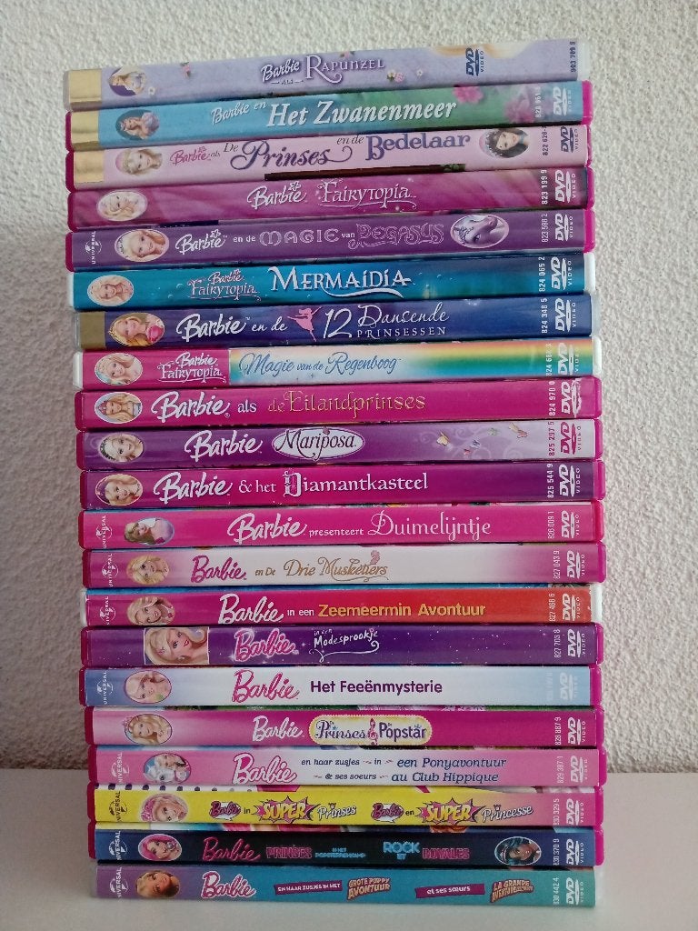 BARBIE DVD’S (21 stuks), Europees, Gebruikt, Animatie, Vanaf 6 jaar