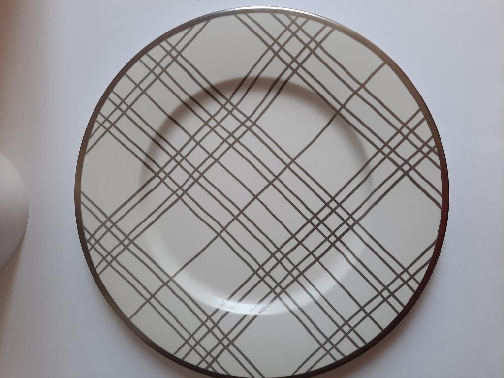 ZGAN Handbeschilderde Portugees serveerschaal zilver/ecru, Ophalen of Verzenden, Zo goed als nieuw, Bord(en), Overige stijlen