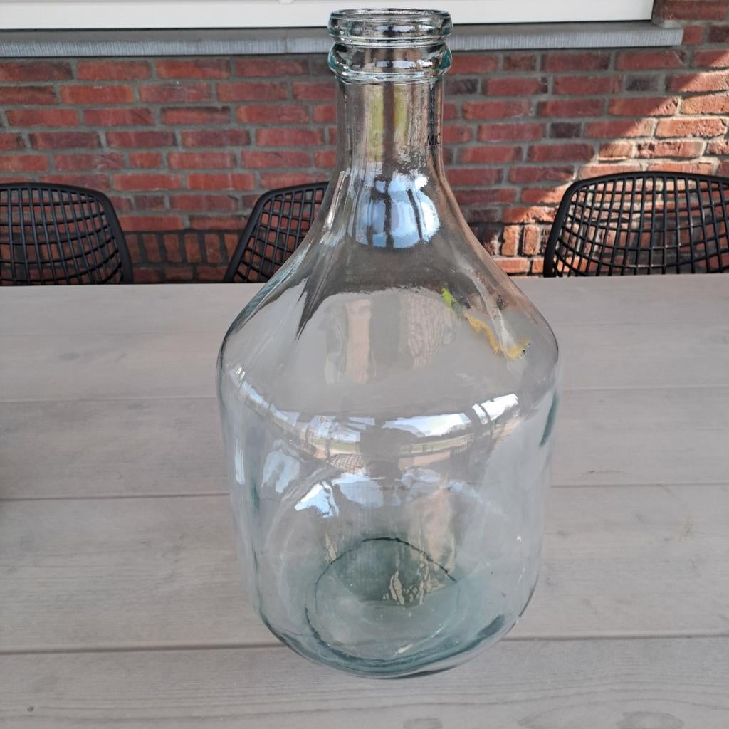 Grote glazen fles - Vaas - Decoratie, Overige kleuren, 50 tot 75 cm, Ophalen of Verzenden, Glas