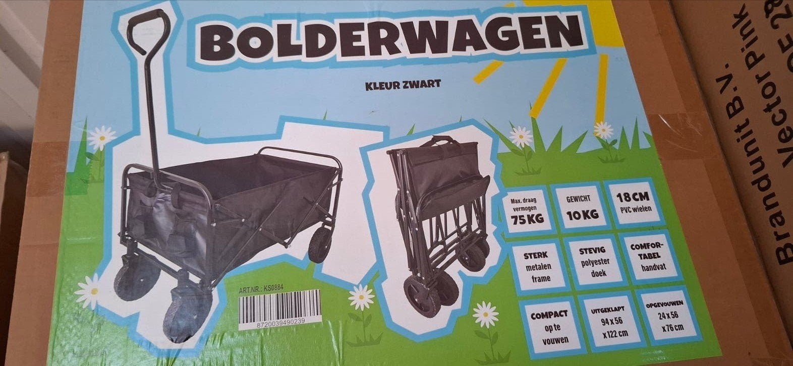 Opvouwbare Bolderwagen Zwart - Compact en Sterk, Caravans en Kamperen, Kees B.V., Info@keesbv.nl, Nieuw, Ophalen of Verzenden