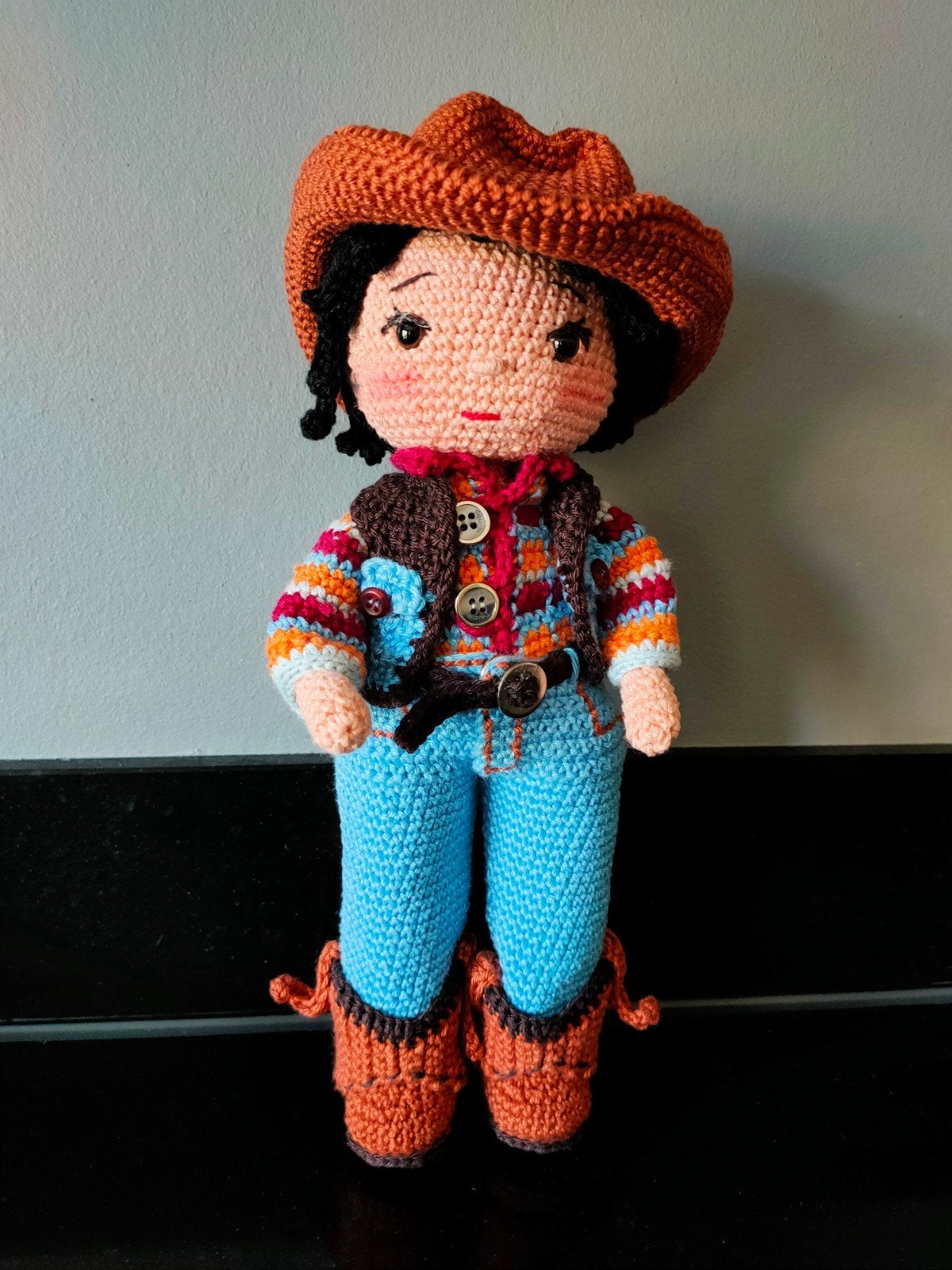 Gehaakte Cowboy Pop - Handgemaakt Amigurumi Speelgoed, Ophalen of Verzenden, Nieuw, Overige typen