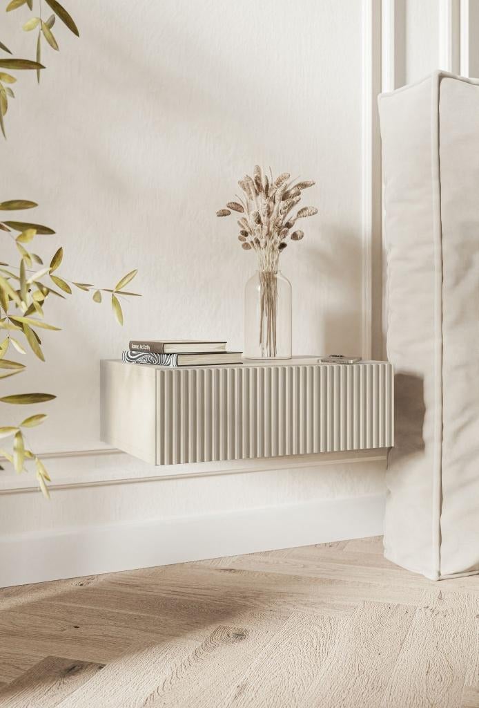 Nachtkastje Vesper zwevend - Greige, Huis en Inrichting, Slaapkamer | Nachtkastjes, Ophalen of Verzenden, Nieuw, Minder dan 45 cm