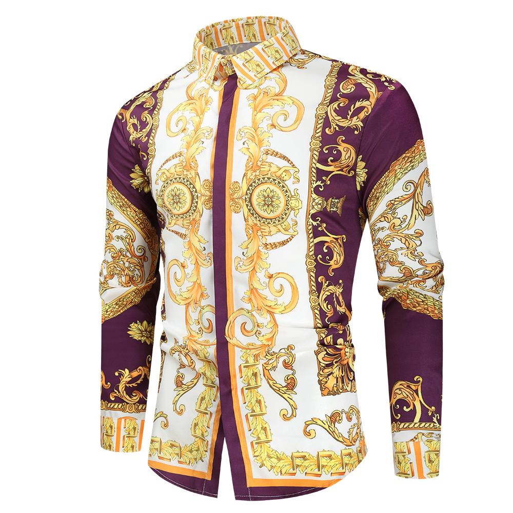 Heren barok overhemd 7 luxe gouden kamper shirt paars wit, Verzenden, Nieuw, Overige kleuren, Overige halswijdtes