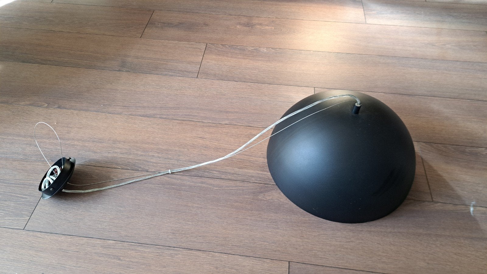 Moderne hanglamp zwart/goud - Ø 35 cm, max 1m hoogte, Ophalen, Gebruikt, Modern, Industrieel, Overige fittingen