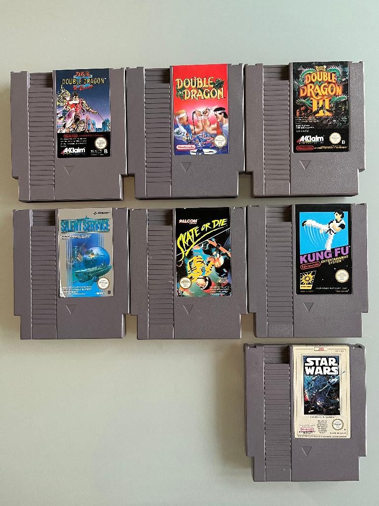 Nintendo NES + 7 Spellen, Spelcomputers en Games, Spelcomputers | Nintendo NES, Ophalen, Gebruikt, Met 2 controllers, Met games
