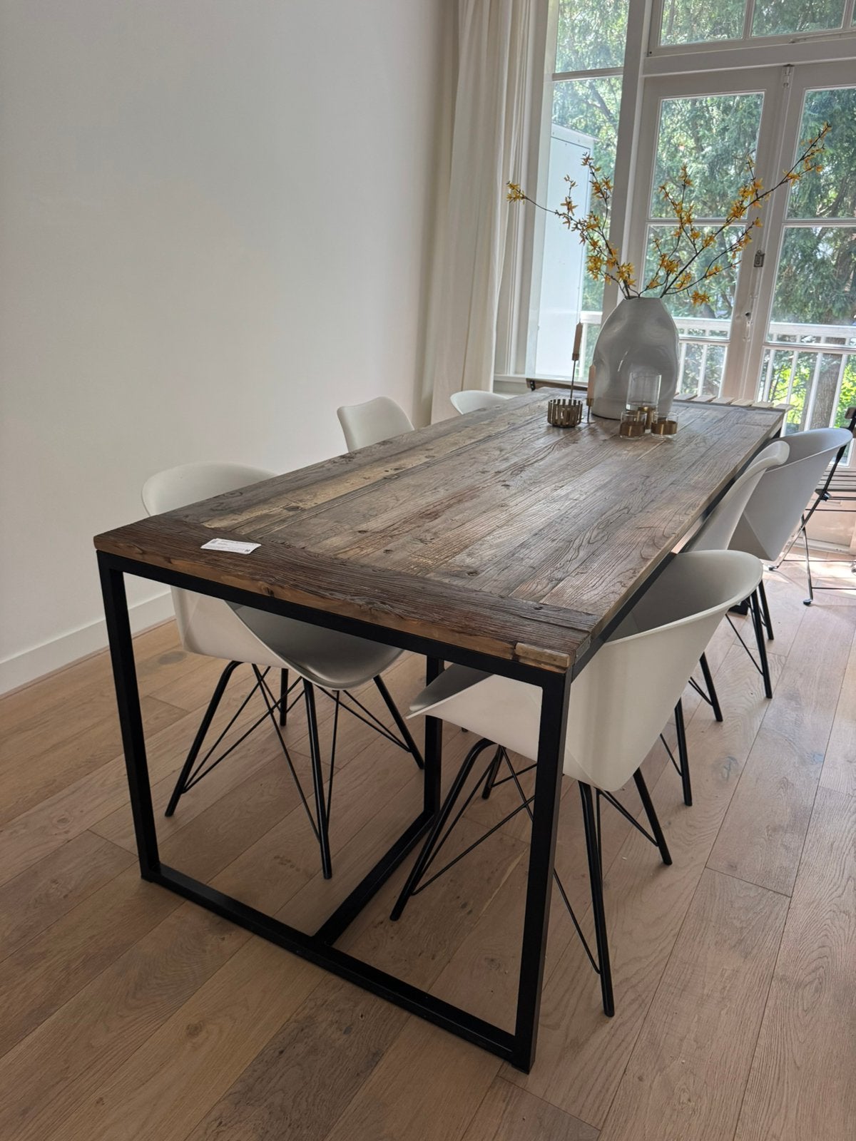 GRATIS!!! Mooie houten tafel 240 x 90, 200 cm of meer, 50 tot 100 cm, Zo goed als nieuw, Vijf personen of meer