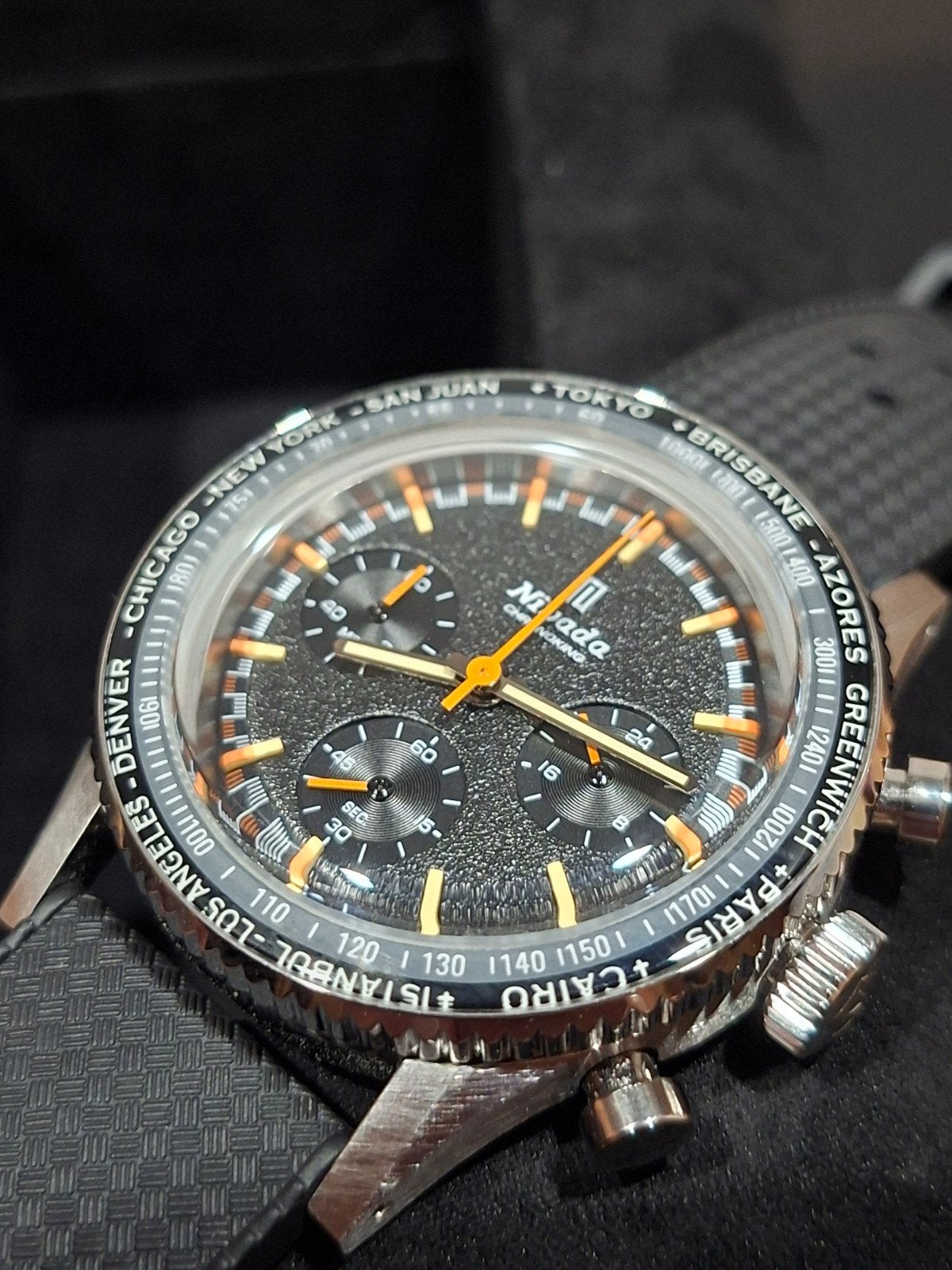 Nivada Grenchen Chronoking Mecaquartz met extra bezels, Sieraden, Tassen en Uiterlijk, Horloges | Heren, Zo goed als nieuw, Polshorloge