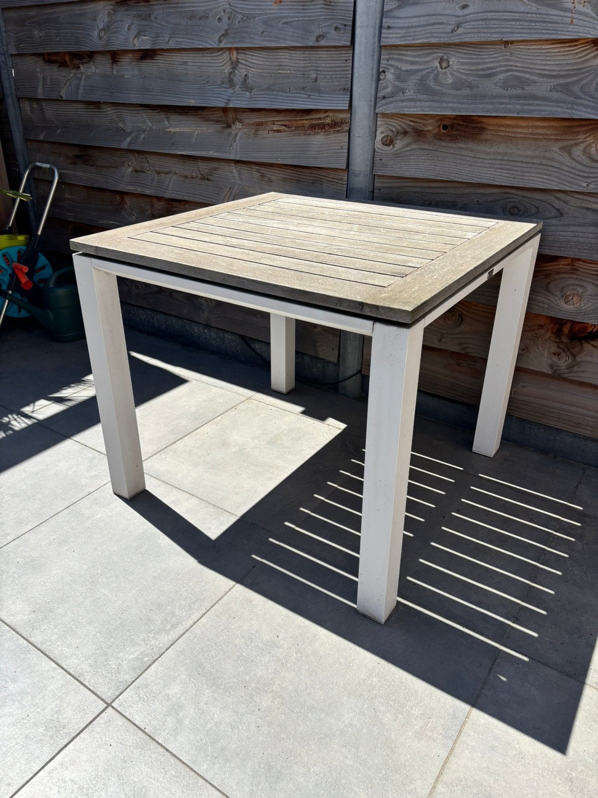 Tuintafel life Concept 90x90,Wit/Teakhout,Direct beschikbaar, Ophalen, Zo goed als nieuw, Rechthoekig, Teakhout