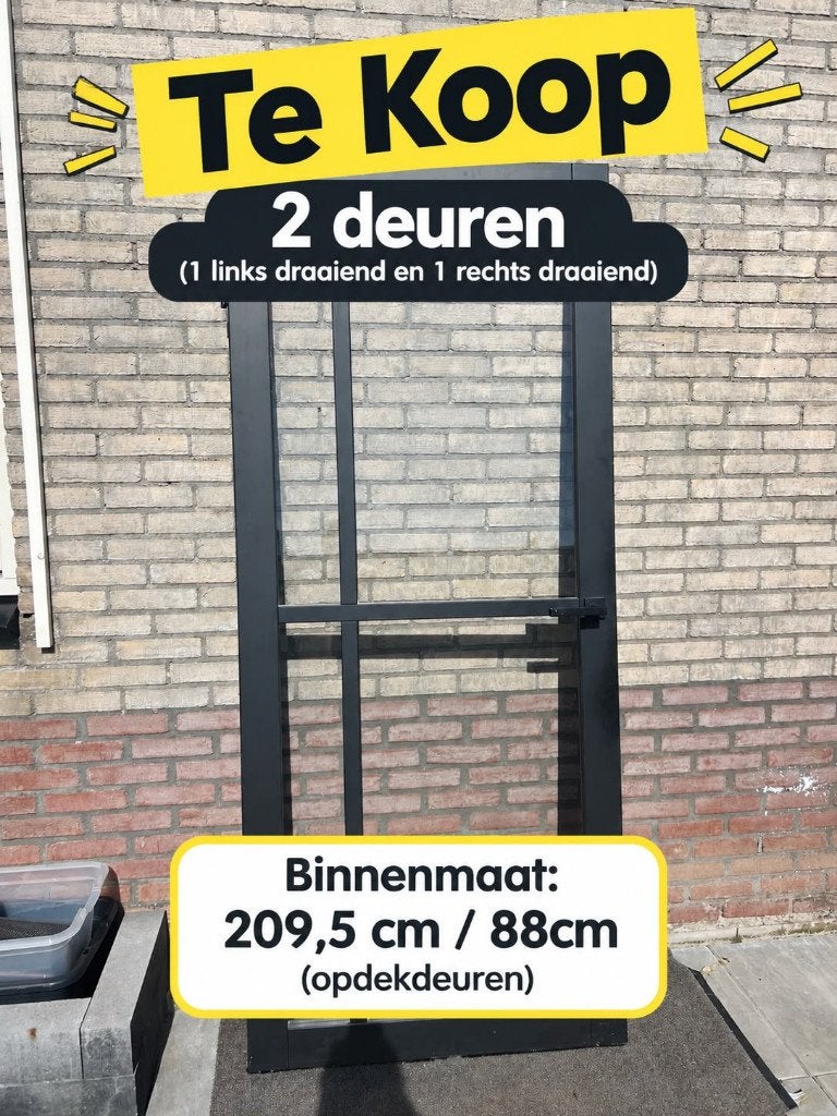 2 Opdekdeuren (links- en rechtsdraaiend) - 209,5x88cm, Ophalen, 80 tot 100 cm, 215 cm of meer, Binnendeur