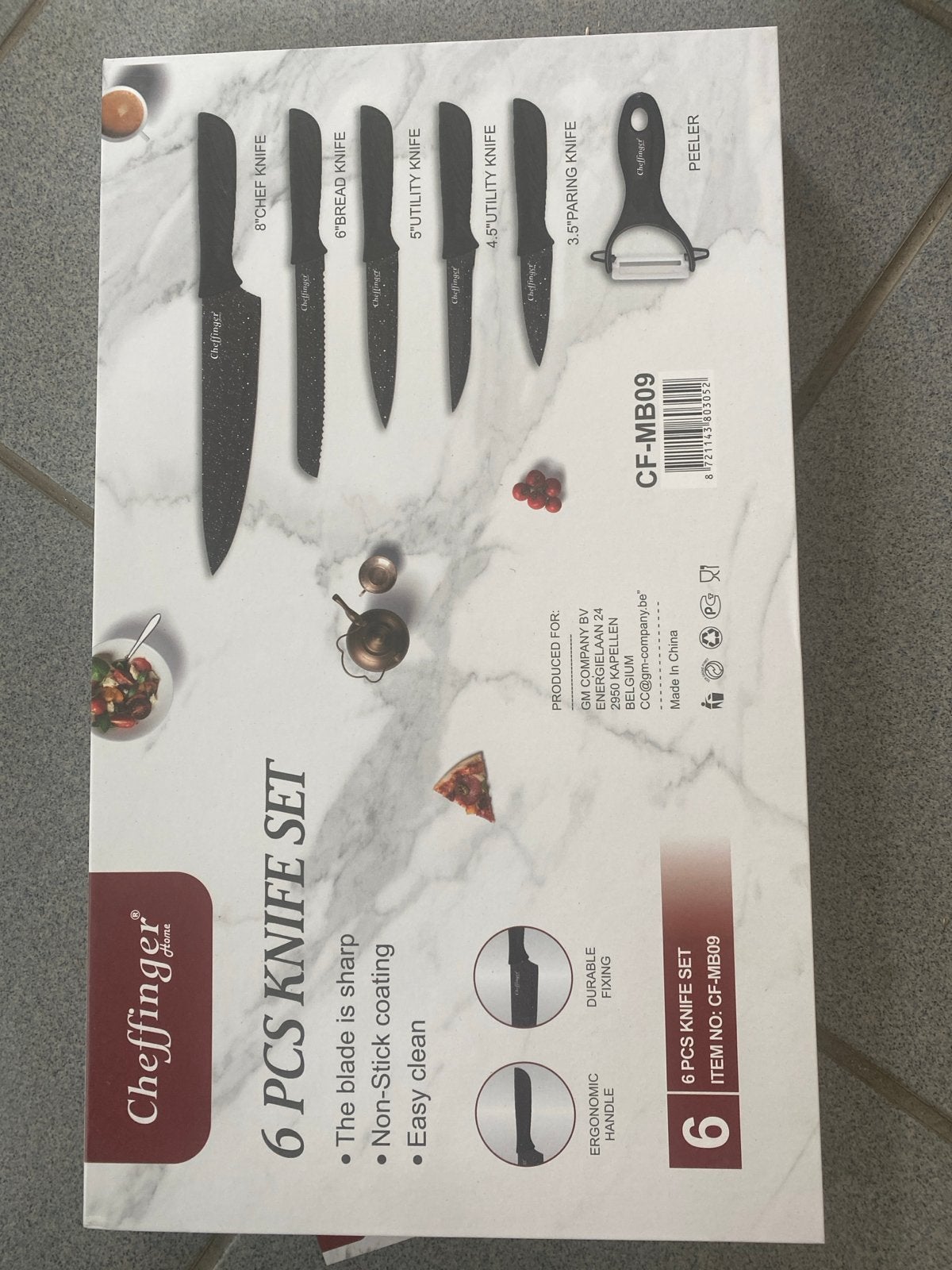 Cheffinger 6-delige Messenset met Schilmesje - Nieuw, Overige typen, Nieuw, Ophalen of Verzenden, Zwart