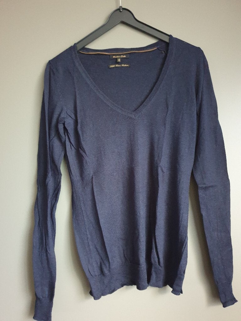 Massimo Dutti donkerblauwe trui zijde/katoen en cashmere S, Massimo Dutti, Blauw, Ophalen of Verzenden, Zo goed als nieuw