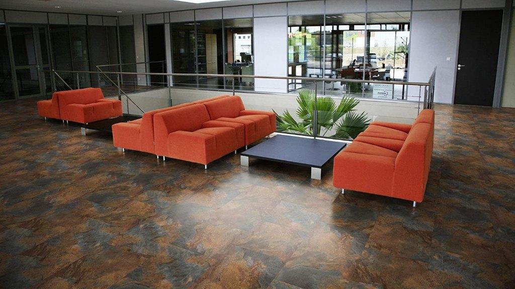 Pvc click Ocean slate met integreerde ondervloer €12,95m2, Pvc click tegel ocean slate bruin, 75 m² of meer, Grijs, Nieuw