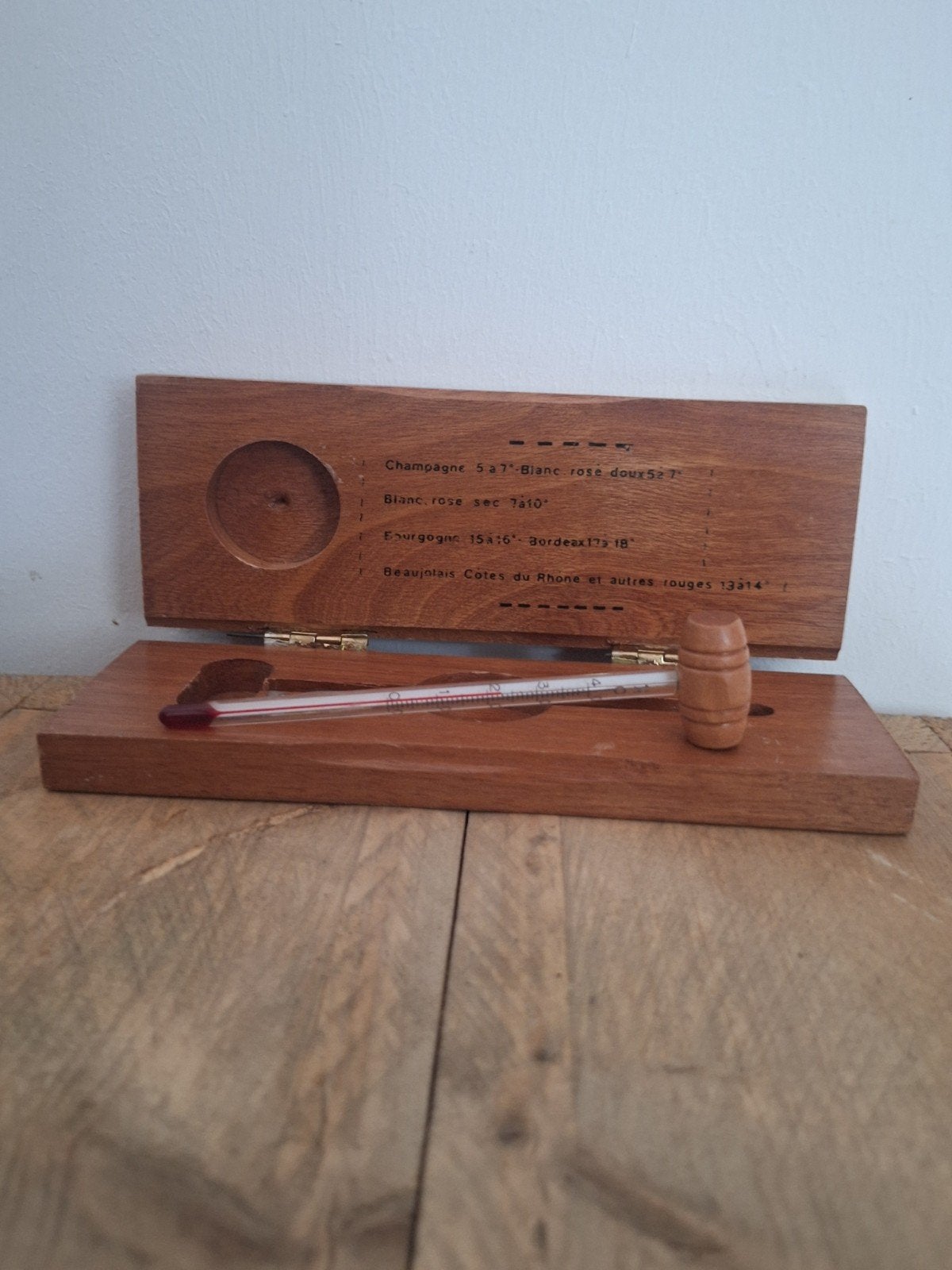 Vintage drank thermometer in Houten Kistje, Antiek en Kunst, Ophalen of Verzenden