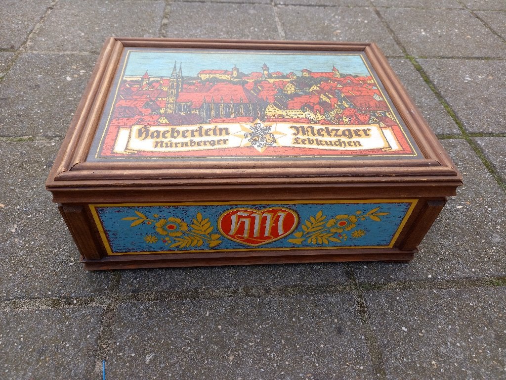 Vintage Houten Kist Nürnberger Lebkuchen, Verzamelen, Blikken, Ophalen of Verzenden, Gebruikt, Overige