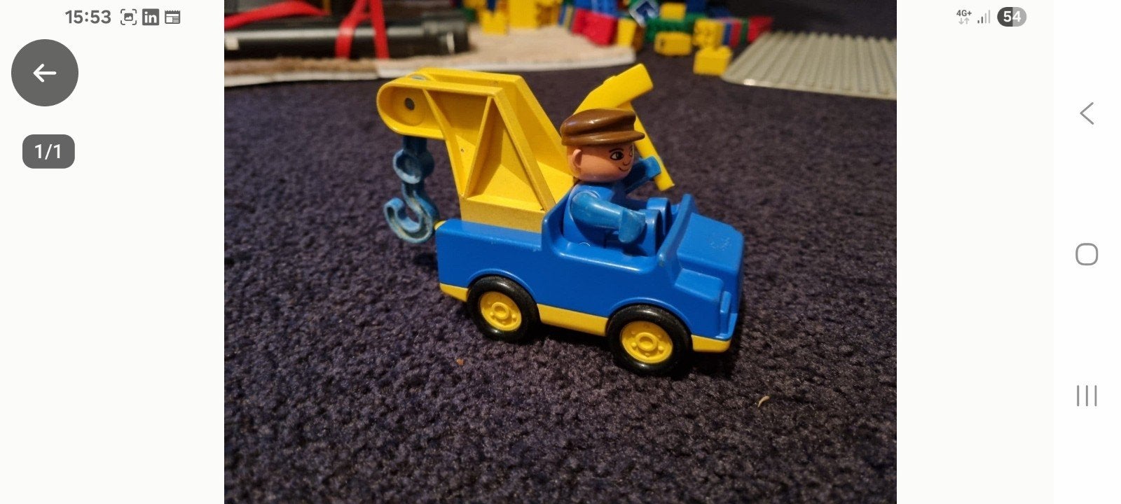 Duplo Takelwagen met figuur, Inclusief minifiguren, Gebruikt, Ophalen of Verzenden, Duplo