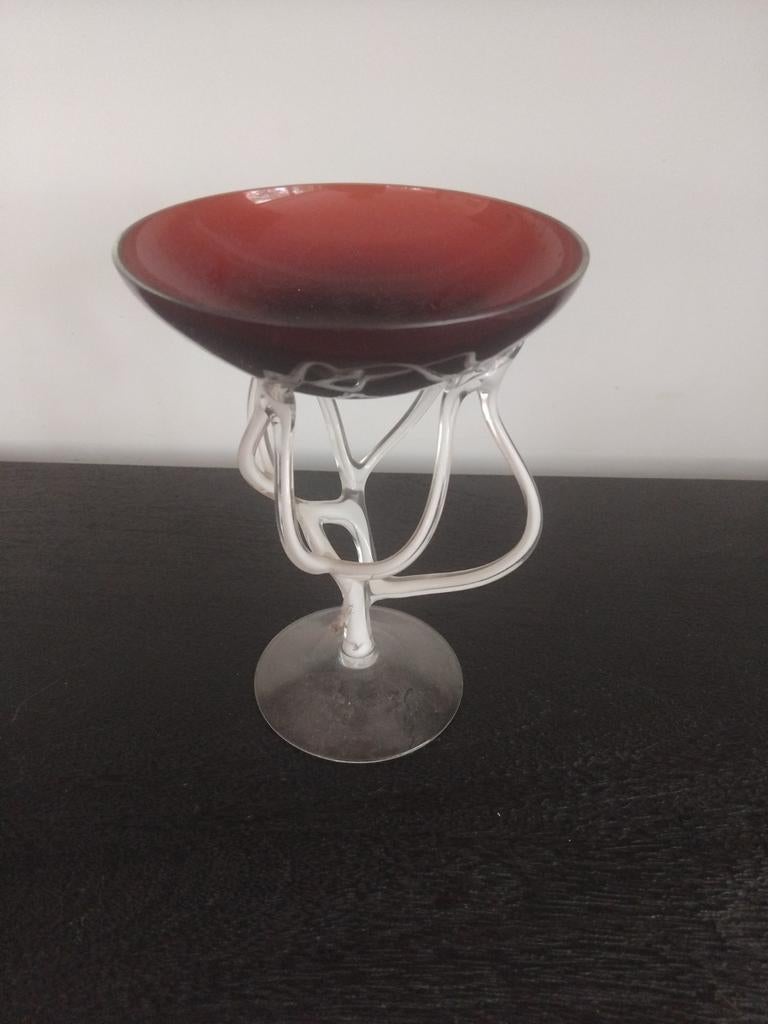 Jozefina Art Glass Krosno Polen handgeblazen rode jellyfish, Ophalen of Verzenden