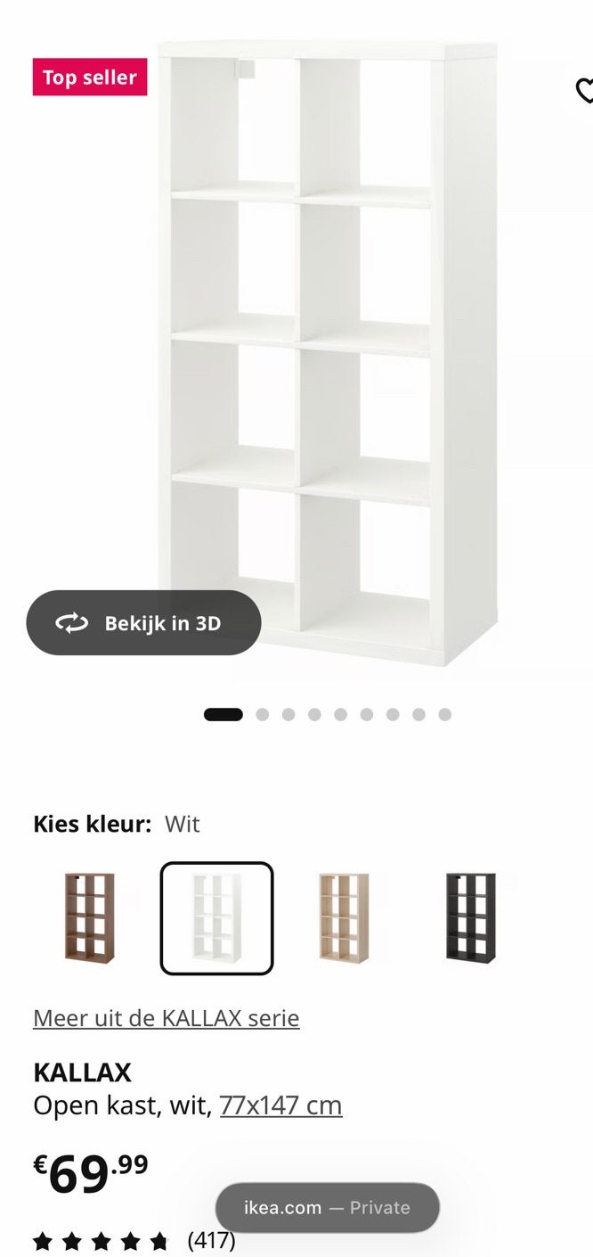 Ikea Kallax kast 4x 2 vakken incl deurtje wit, Ophalen, 50 tot 100 cm, Zo goed als nieuw, Minder dan 100 cm