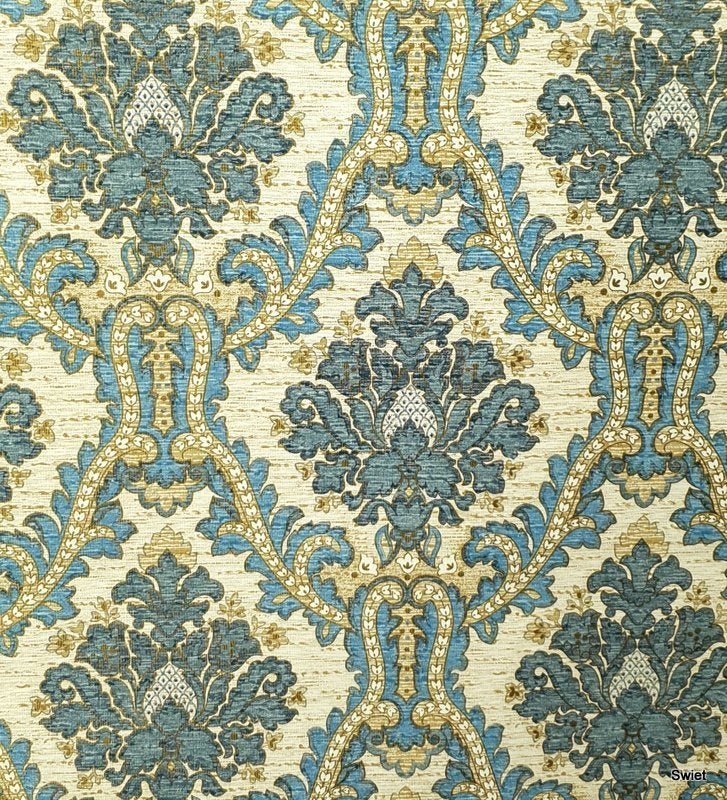 13059 klassiek barok behang in blauw beige en goud swiet, Verzenden, Beige