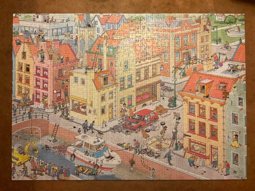 Jan van Haasteren puzzel, Het ontbrekende stukje, Ophalen of Verzenden, 500 t/m 1500 stukjes, Gebruikt, Legpuzzel