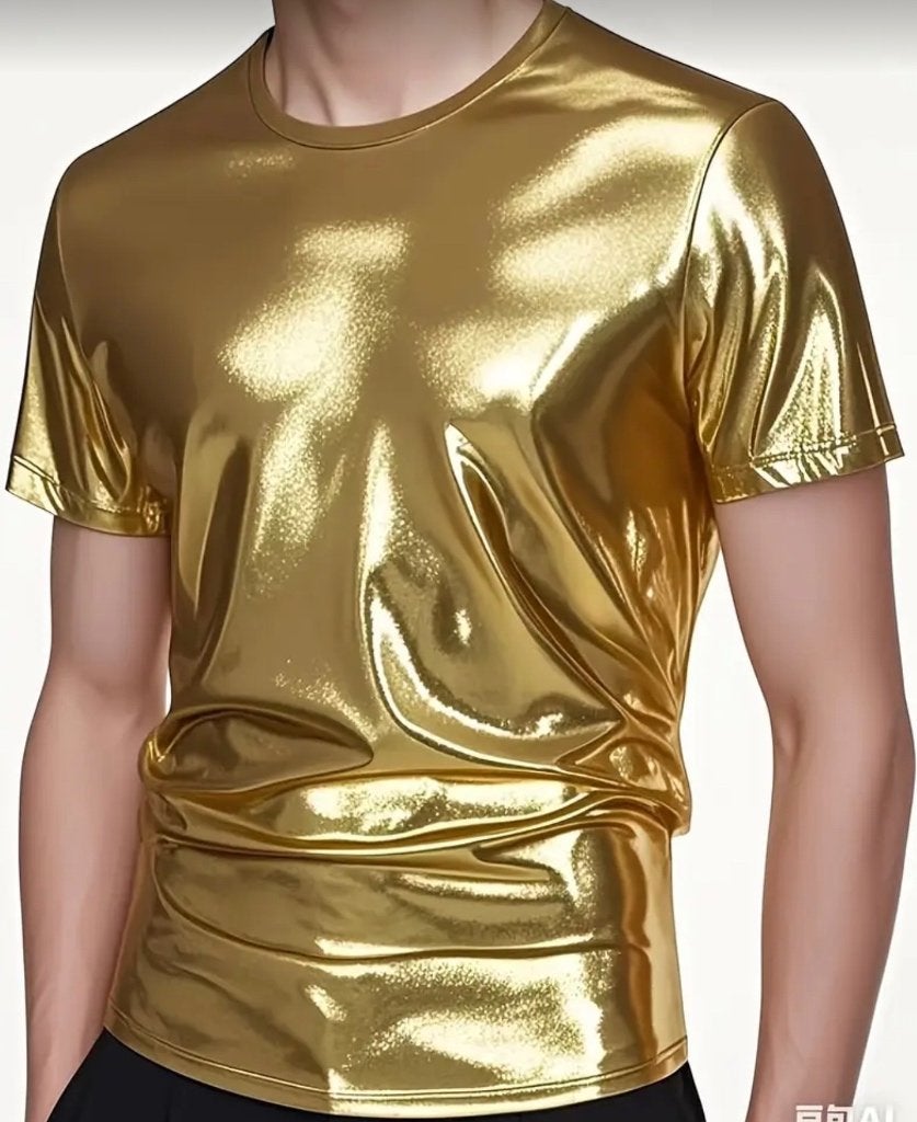Goudkleurig, glanzend t-shirt maat M, gay / hetero, Ophalen of Verzenden, Nieuw, Maat 48/50 (M), Overige kleuren