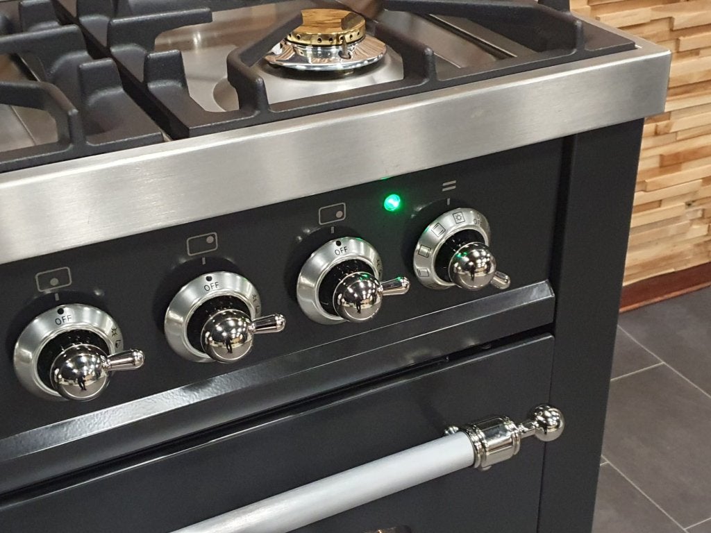Luxe Boretti Fornuis 90cm antraciet + rvs 6 pit 300 oven, Niet ingevuld, 60 cm of meer, Niet ingevuld, Ophalen of Verzenden