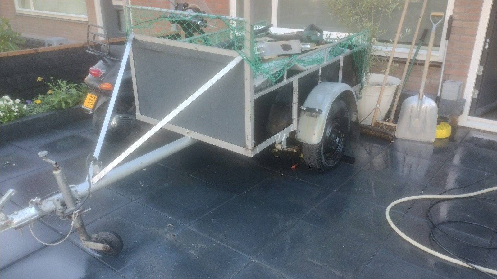 Aanhanger met aluminium vloer en kopschot, Ophalen of Verzenden, Gebruikt