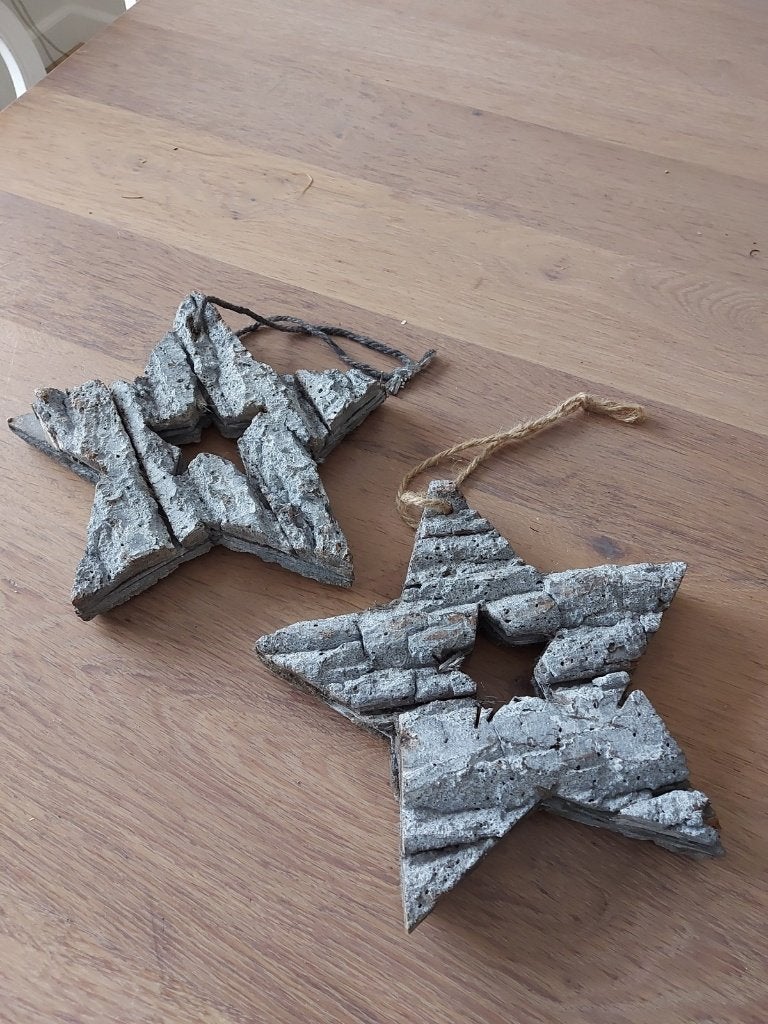 Kerstster van schors met touw - 2 stuks, Ophalen of Verzenden