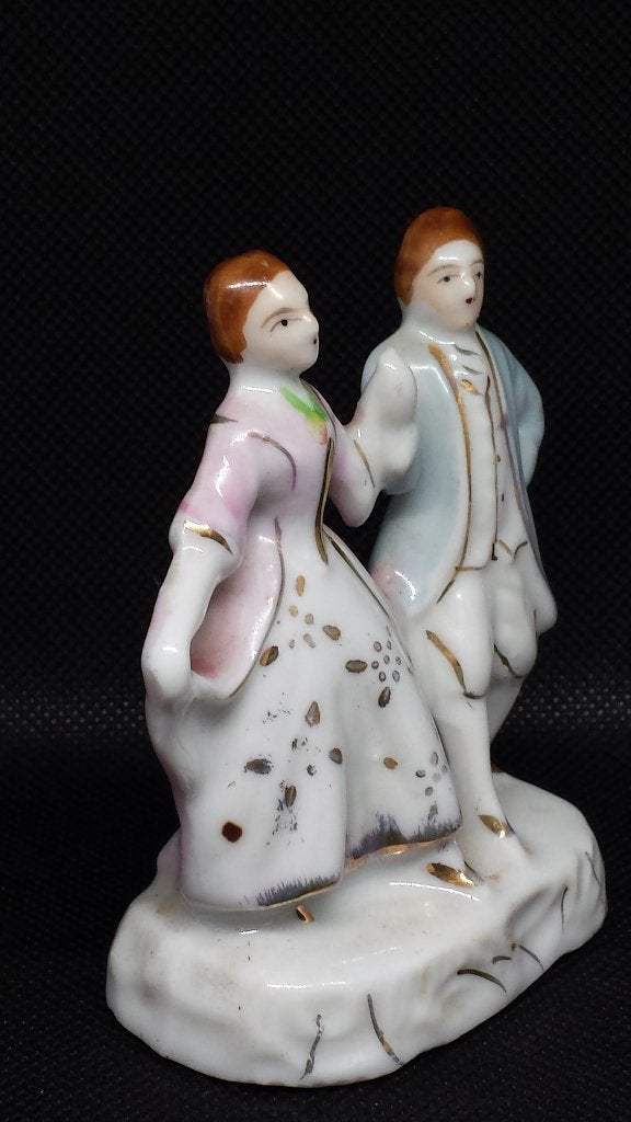 oud JAPANS Miniatuur BEELDJE ~ Victoriaans Paar ~ HOFBAL, Ophalen of Verzenden