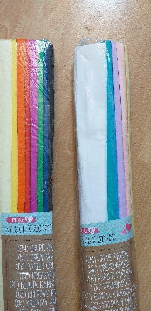 Crepe papier, 2 nieuwe verpakkingen, Nieuw, Meerkleurig, Ophalen of Verzenden, Papier of Karton