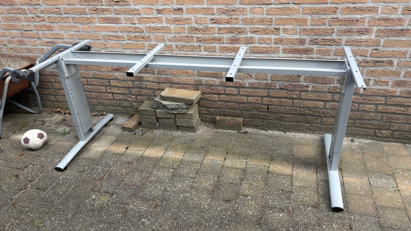 Stevig bureau frame 181x60 hoogte handmatig verstelbaar, Ophalen, Overige typen, Gebruikt, Metaal