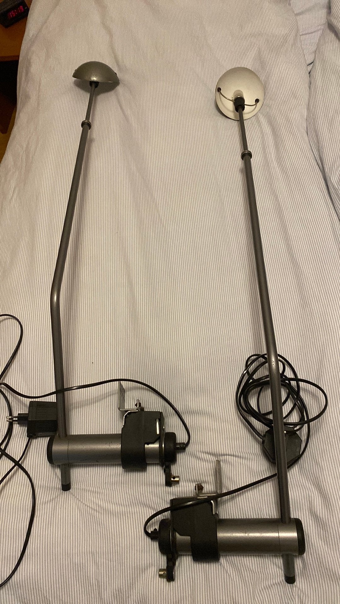 Vintage bedlampen Auping, twee stuks, lampenkapjes grijs., Ophalen, Zo goed als nieuw, Grijs, Overige merken