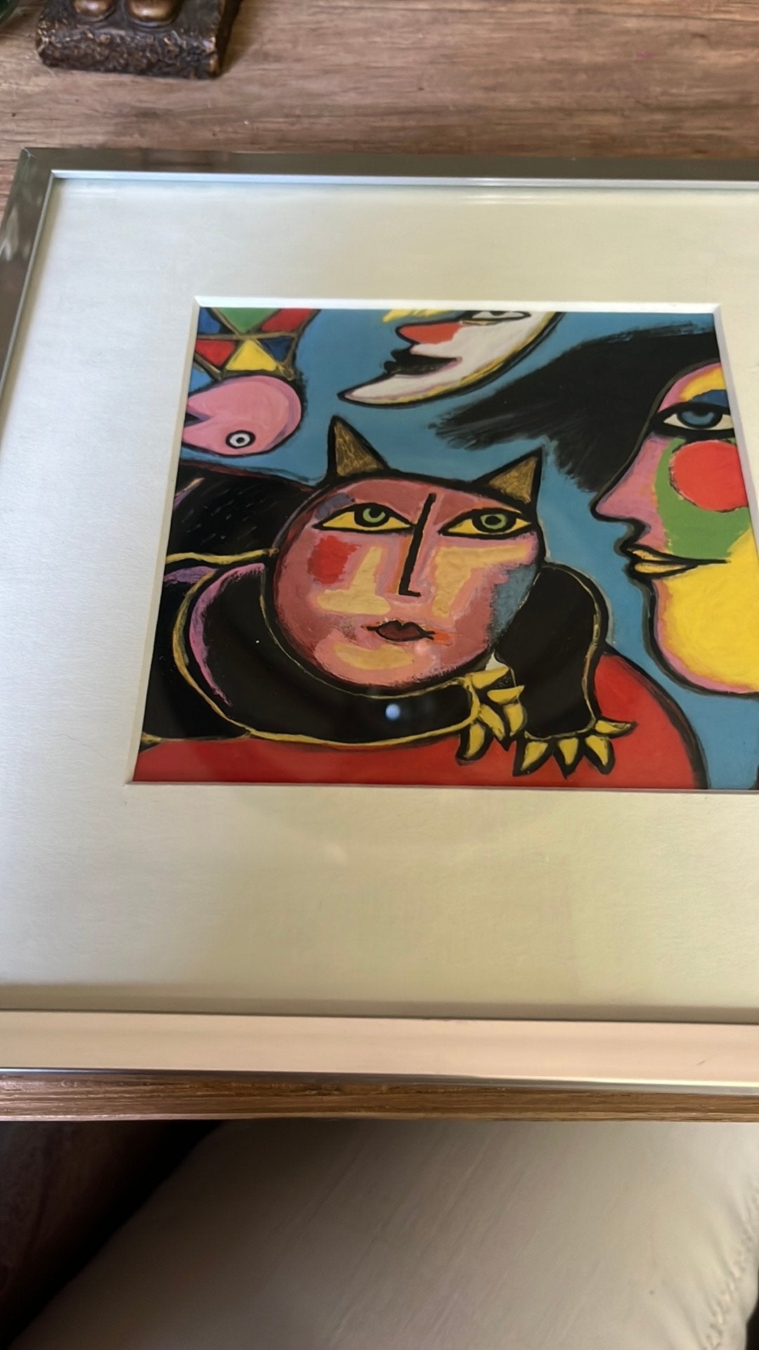 Kunstdruk/reproductie Corneille: Maanclown - Ingelijst, Antiek en Kunst, Kunst | Schilderijen | Modern, Ophalen, Figuren, Papier/karton