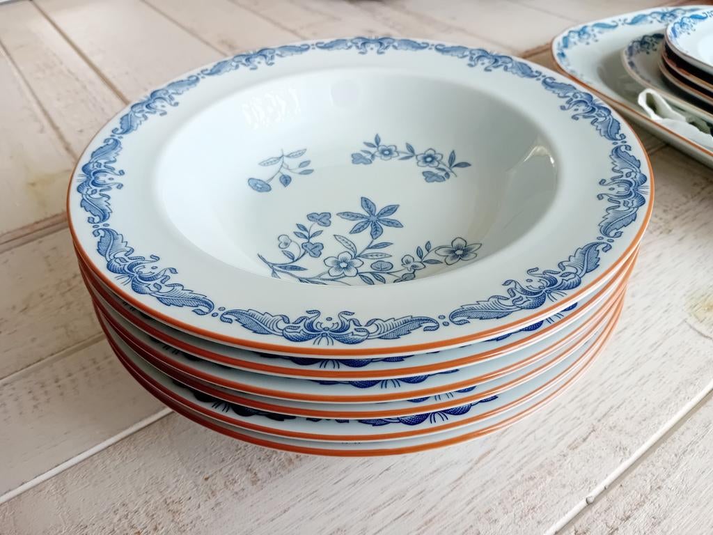 6 porseleinen diepe borden pasta borden Rorstrand Ostindia, Ophalen of Verzenden, Zo goed als nieuw, Bord(en), Overige stijlen