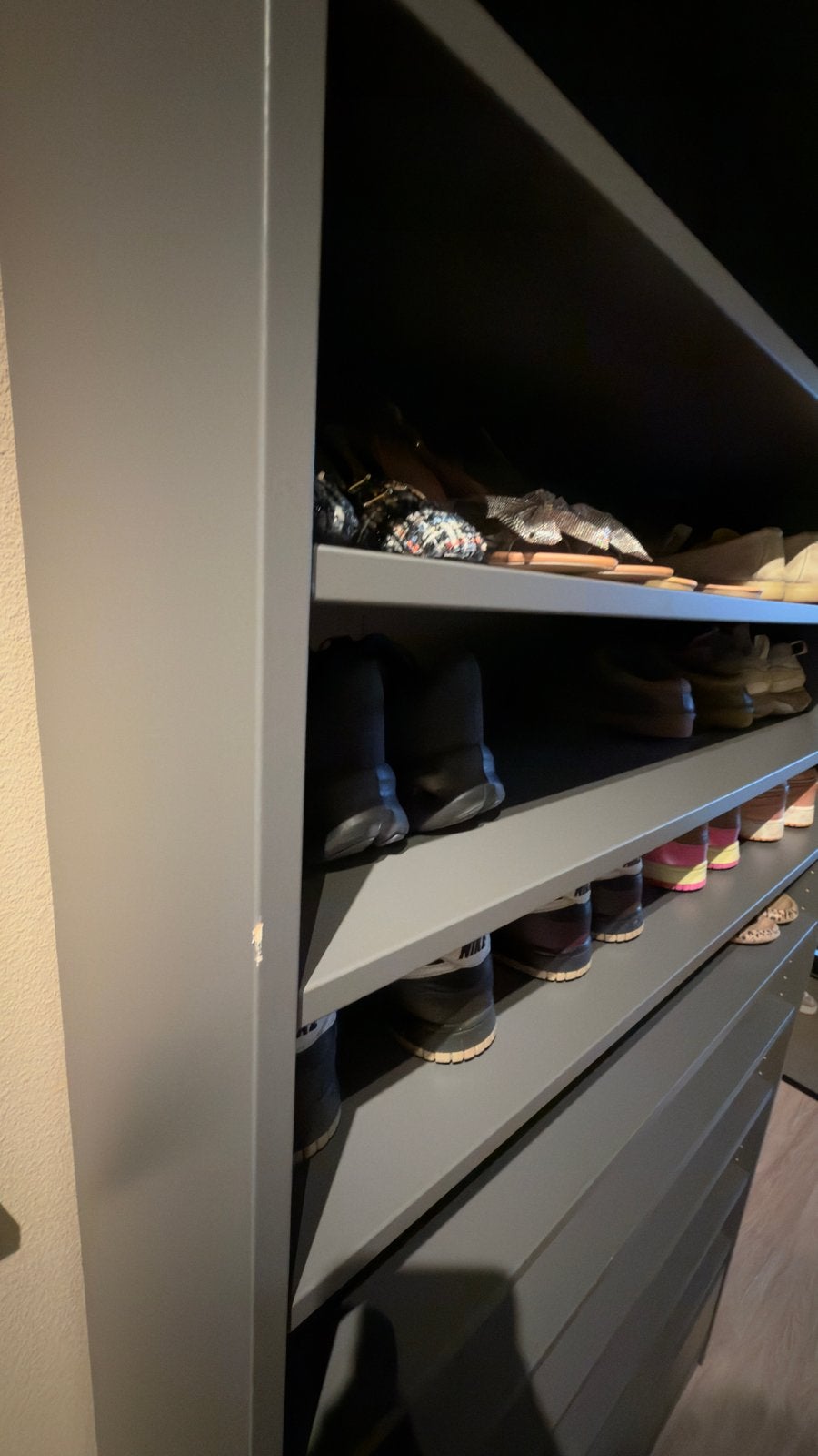 IKEA Pax kast donkergrijs met schoenenindeling, Met plank(en), Gebruikt, 200 cm of meer, 50 tot 75 cm